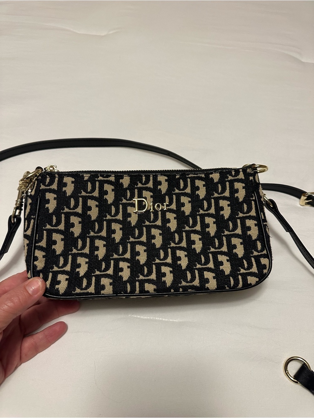 Dior Navy & Cream Oblique Logo Crossbody Bag